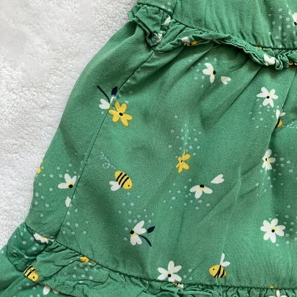 Carter's Toddler Sleeveless Dress 24M | Green Floral Bee Tiered Viscose VGUC - Picture 13 of 16